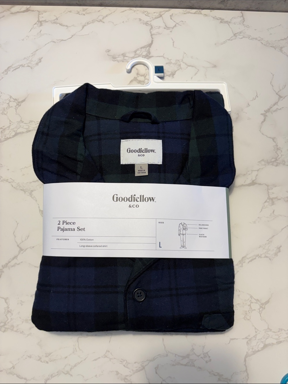 Goodfellow & Co Dark Navy and Black Plaid Pajama Set NWT men’s large